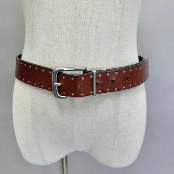 Lauren Ralph Lauren studded leather reversible belt‎ Black/Brown Medium